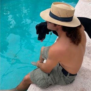 Authentic Vintage Woven Panama Hat with Band